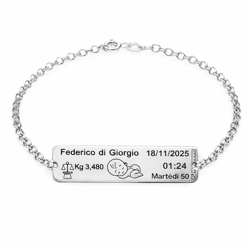 Bracciale Nascita Personalizzato in Argento 925 TIZ AGBR98