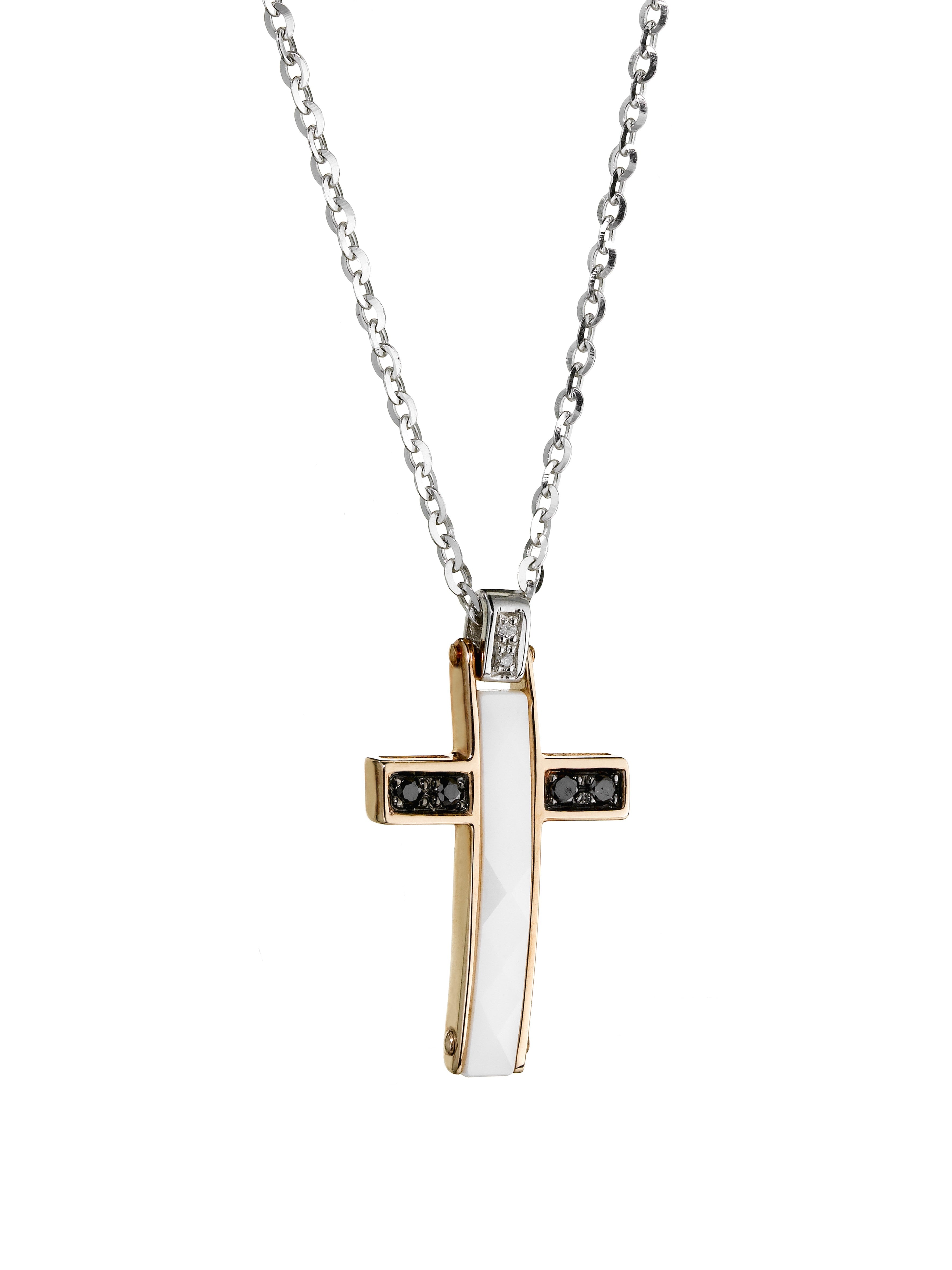 Croce da Uomo Zancan Oro Bianco Ct 0.01 - ZAN KC005BR-B