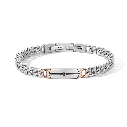 Bracciale da Uomo in Acciaio zircone nero, pvd e smalto nero Comete COM UBR1303
