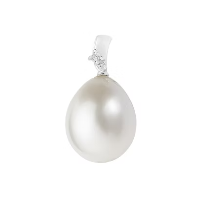 Pendente da Donna in oro bianco diamante e Perla a Goccia COM COP268