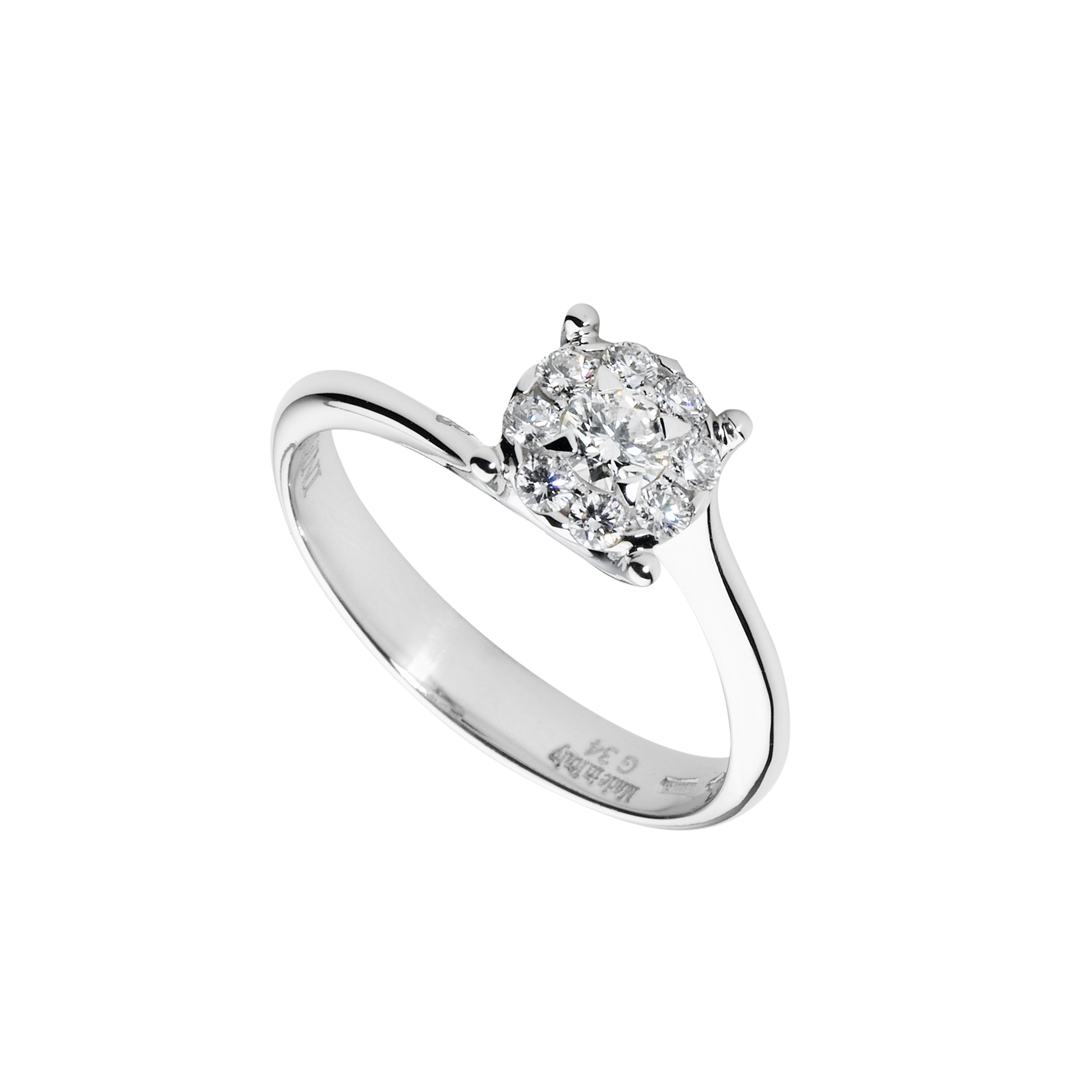 Anello Solitario da Donna Davite Delucchi Oro Bianco Ct 0.16 + 0.18
