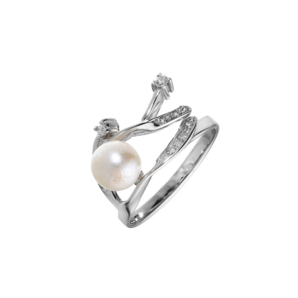 Anello Tiziano Oro Bianco Con Perla Ct 0.10 TIZ TI05PE