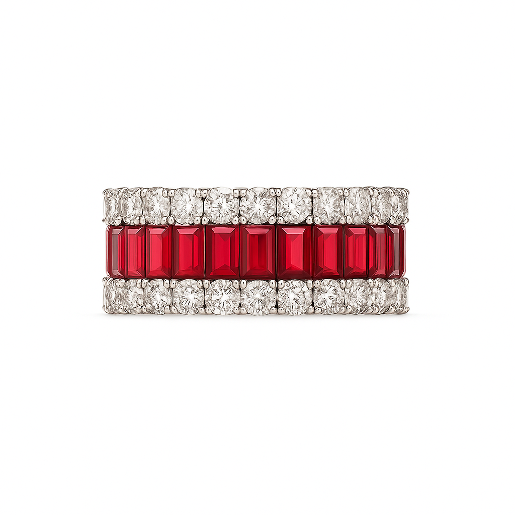 Anello da Donna Baguette in Argento 925 con Pietre colorate e Zirconi TIZ DROP 65