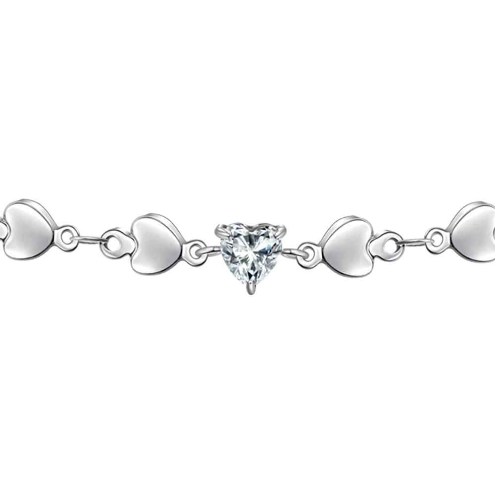 BRACCIALE DONNA IN ACCIAIO CON CUORI E ZIRCONI BIANCHI Luca Barra LB BK2751