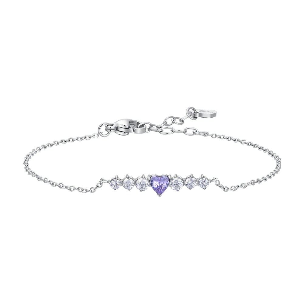 BRACCIALE DONNA IN ACCIAIO CON CUORE VIOLA LB BK2774