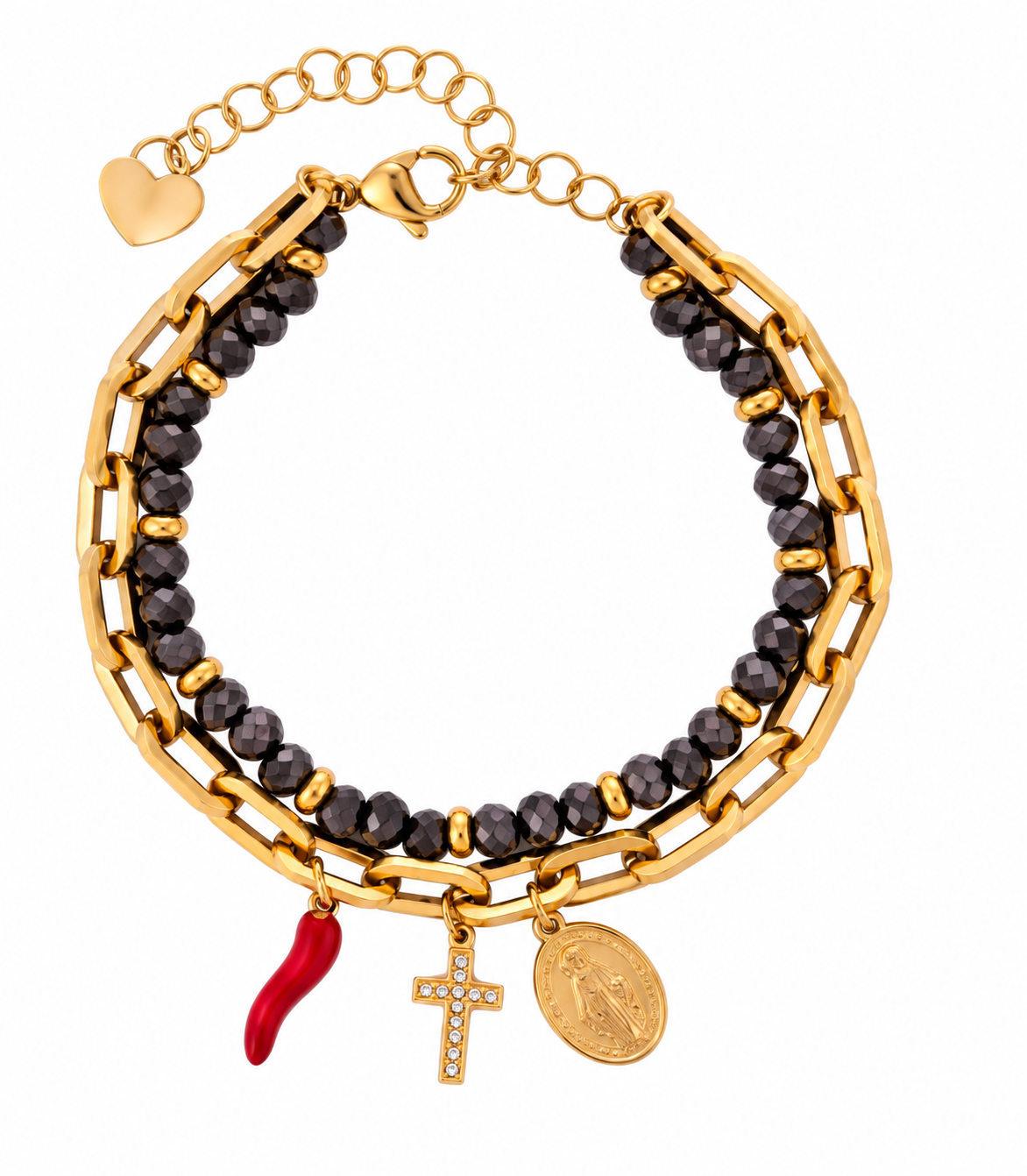 Bracciale da Donna Multifilo con Cornetto rosso e Zirconi 4US Cesare Paciotti 4US 4UBR8994W
