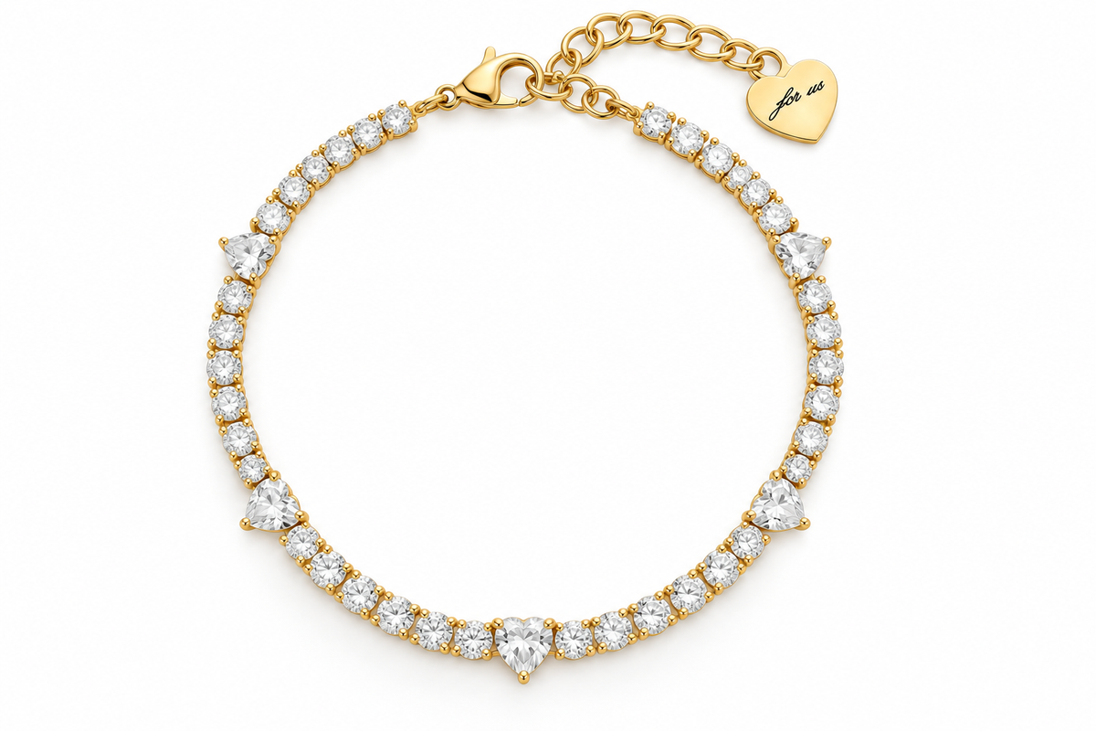 Bracciale da Donna tennis con cuori bianchi in acciaio 4US Cesare Paciotti 4US 4UBR9009W