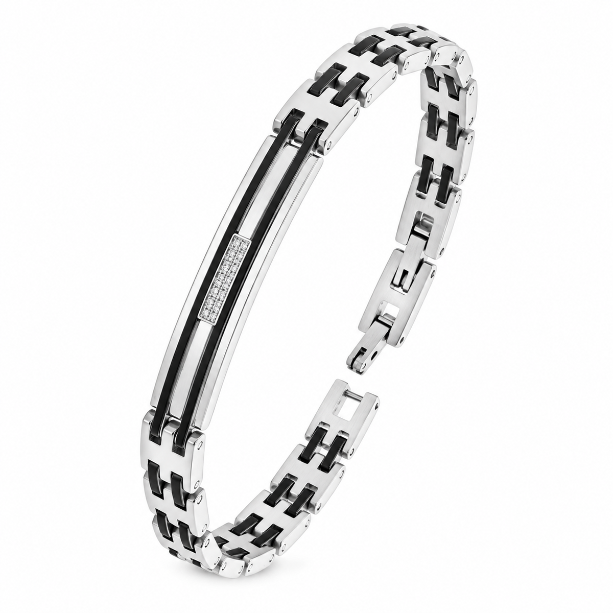 Bracciale da Uomo in Acciaio e Diamanti ct 0,05 Alkano ALK ABA005BN