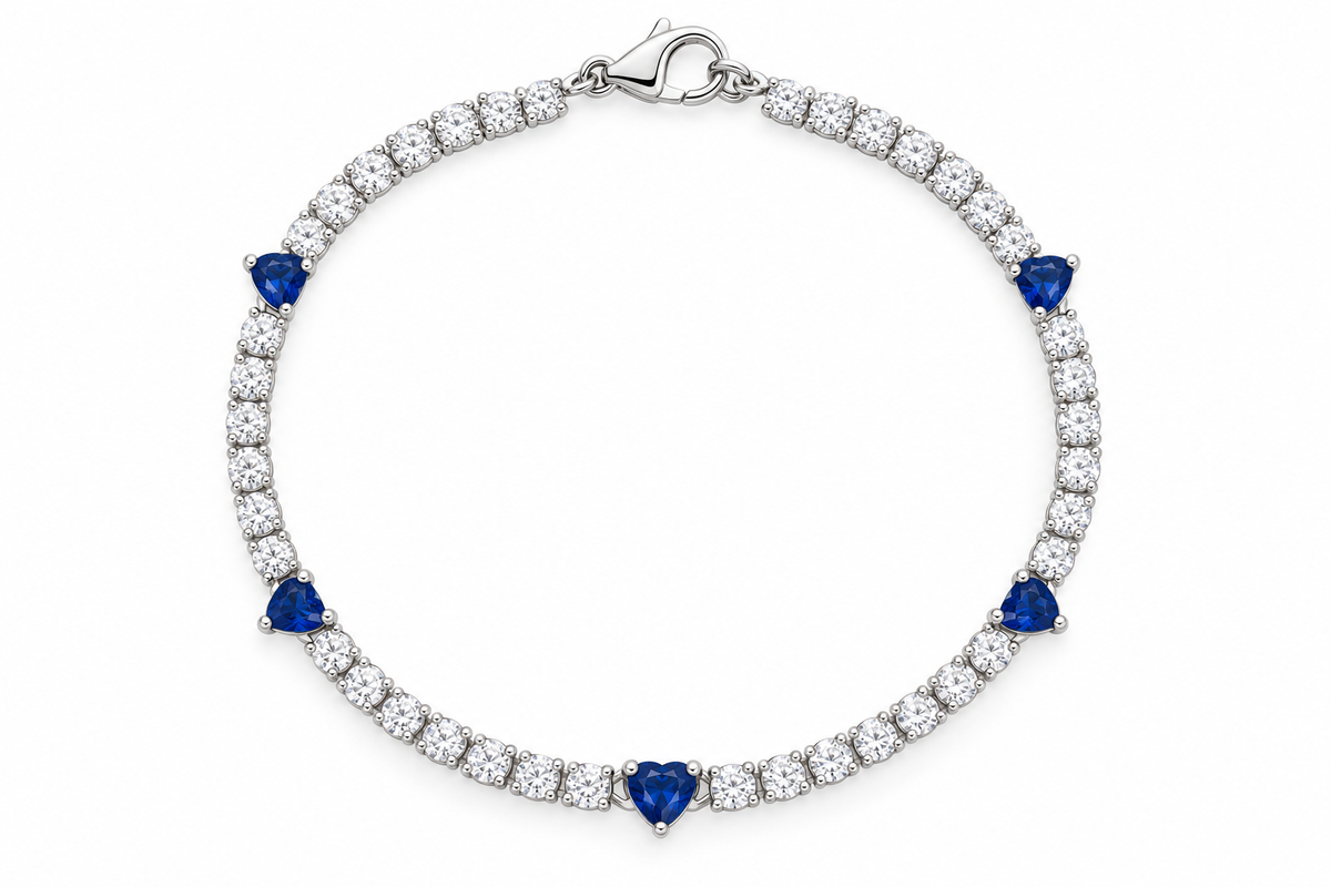 Bracciale da Donna tennis con cuori Blu in acciaio 4US Cesare Paciotti 4US 4UBR9003W