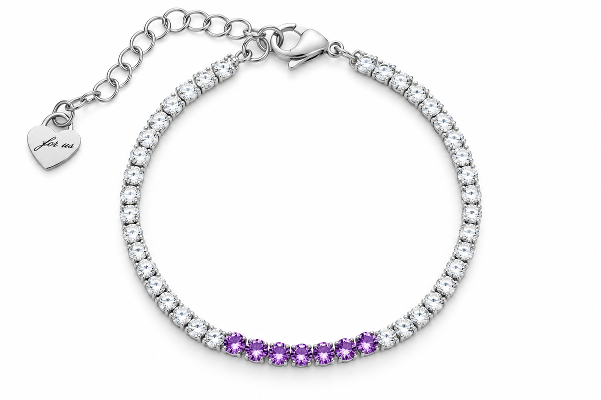 Bracciale da Donna tennis bianco e viola in acciaio 4US Cesare Paciotti 4US 4UBR9021W