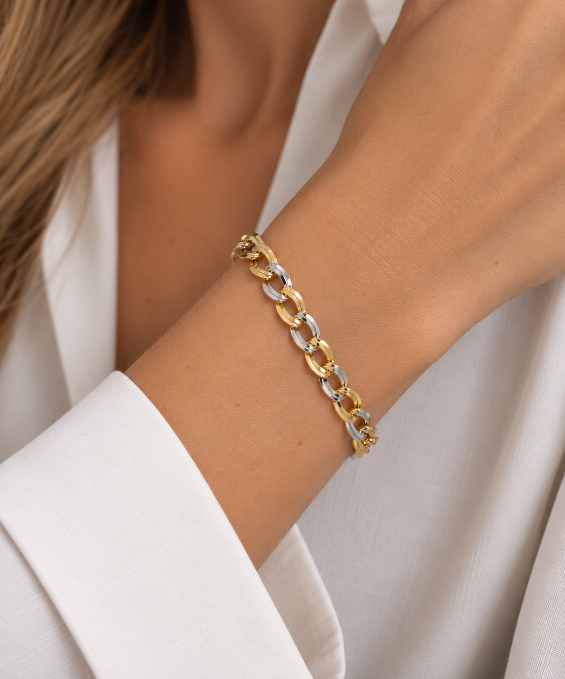 Bracciale Bicolore a Maglie Ovali in Oro 18Kt TIZIANO TIZ ORBR 278