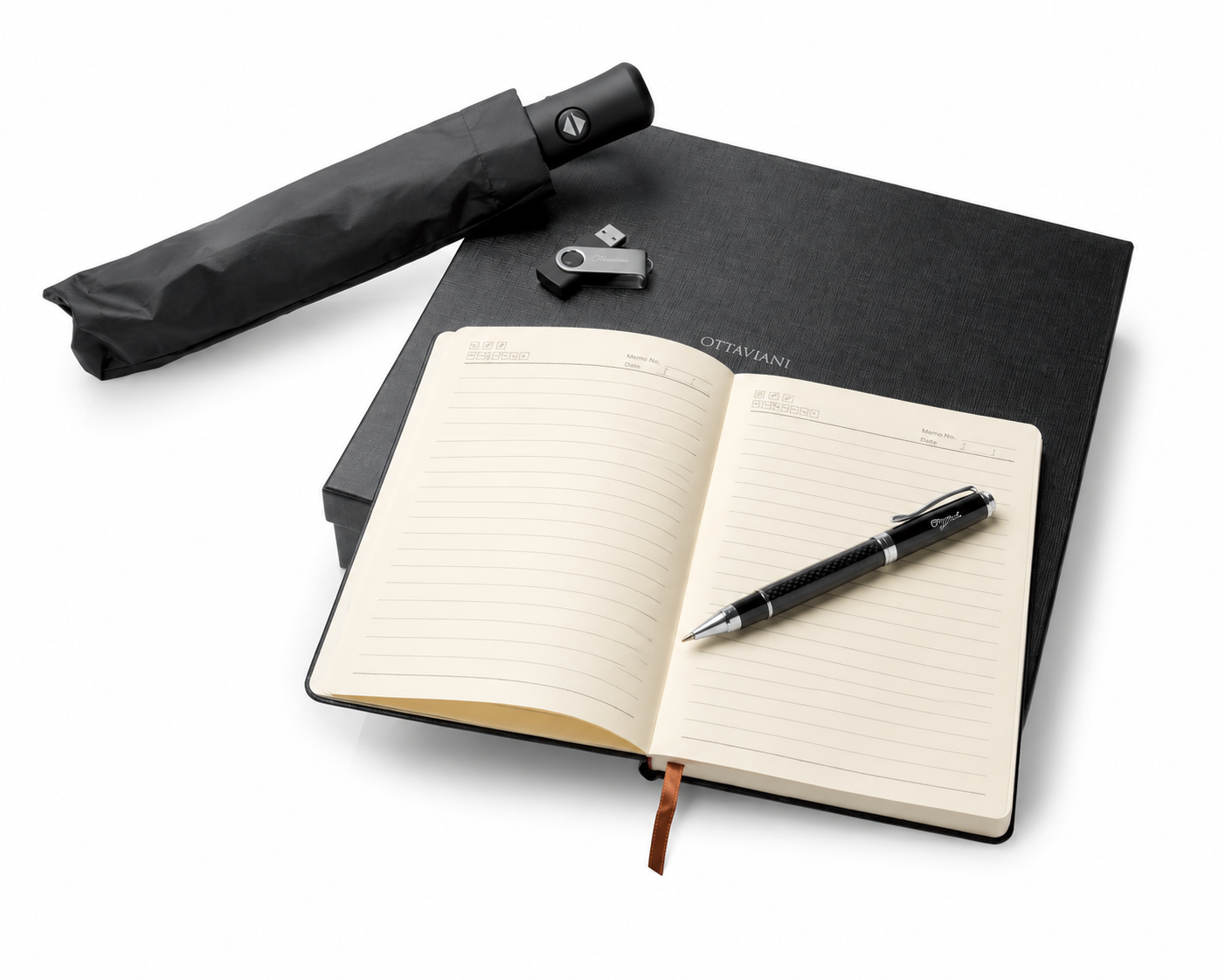 Set Regalo con taccuino, penna, chiavetta USB e ombrellino con custodia Ottaviani OTT 87660