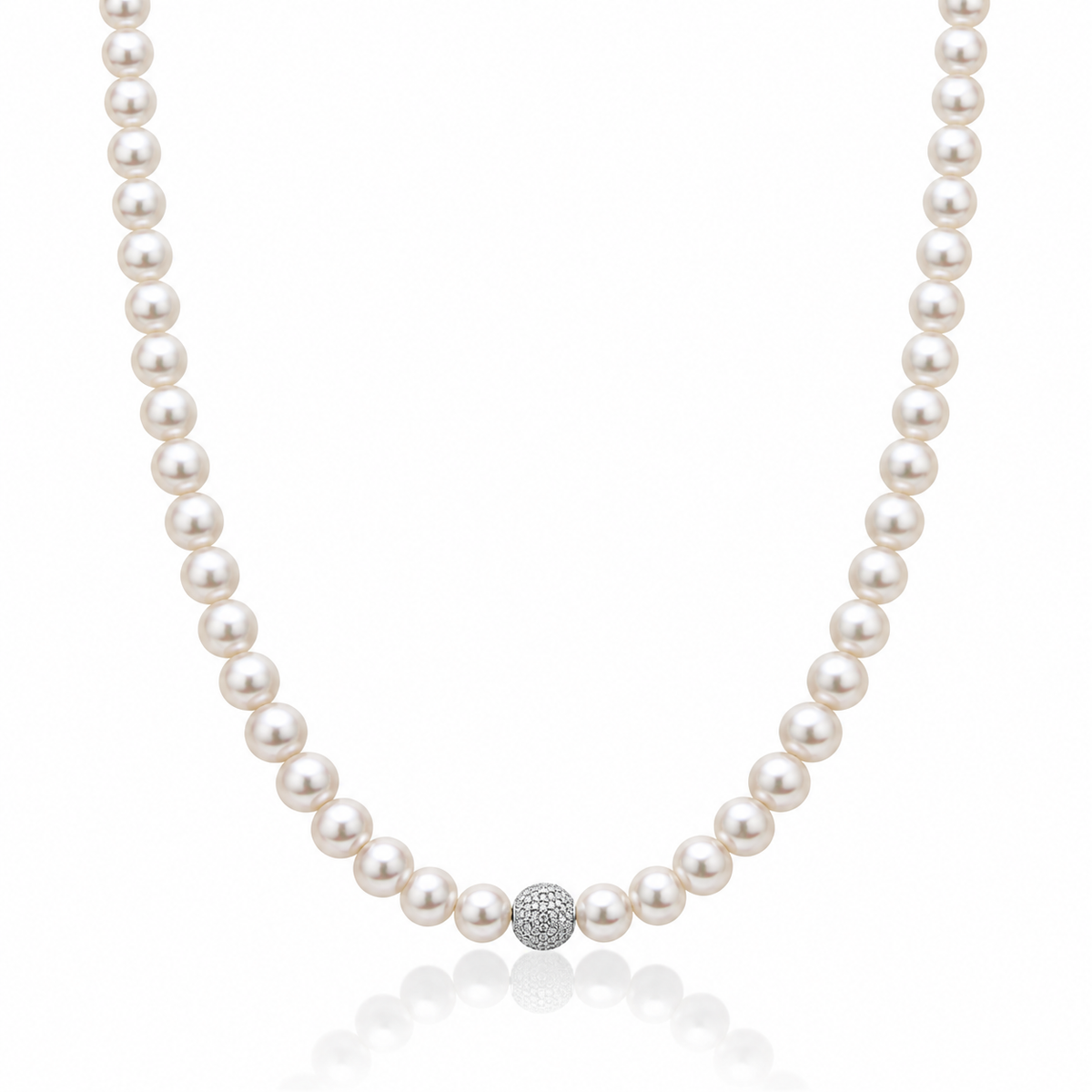 Miluna Women's Necklace in White Gold, Pearl Beads, and Fantasy Design MIL PCL4978BV