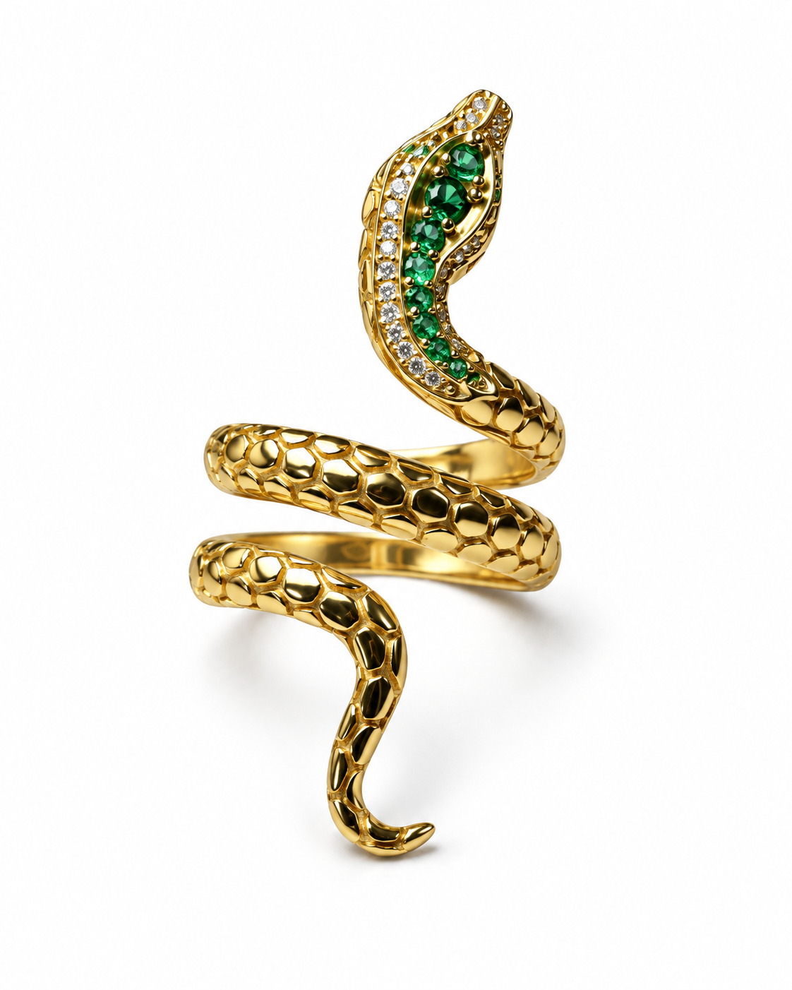 Anello Serpente con Pietre Verdi in Oro 18Kt TIZIANO TIZ ANOR 11