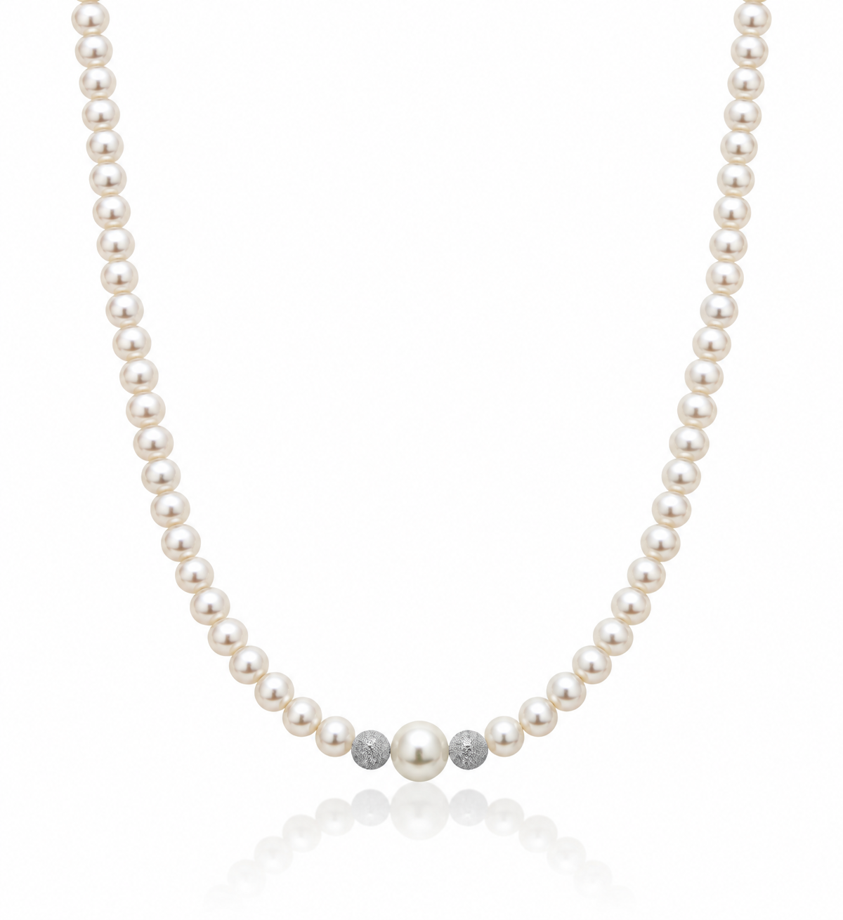 Miluna Women's Necklace in White Gold, Pearl Beads, and Fantasy Design MIL PCL4978BV