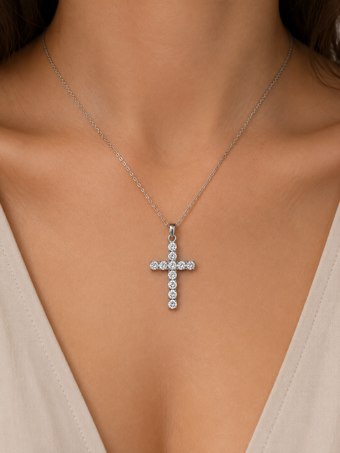 Collana con Croce Unisex in oro 18Kt e diamanti 0.25ct TIZ ORCROC/5