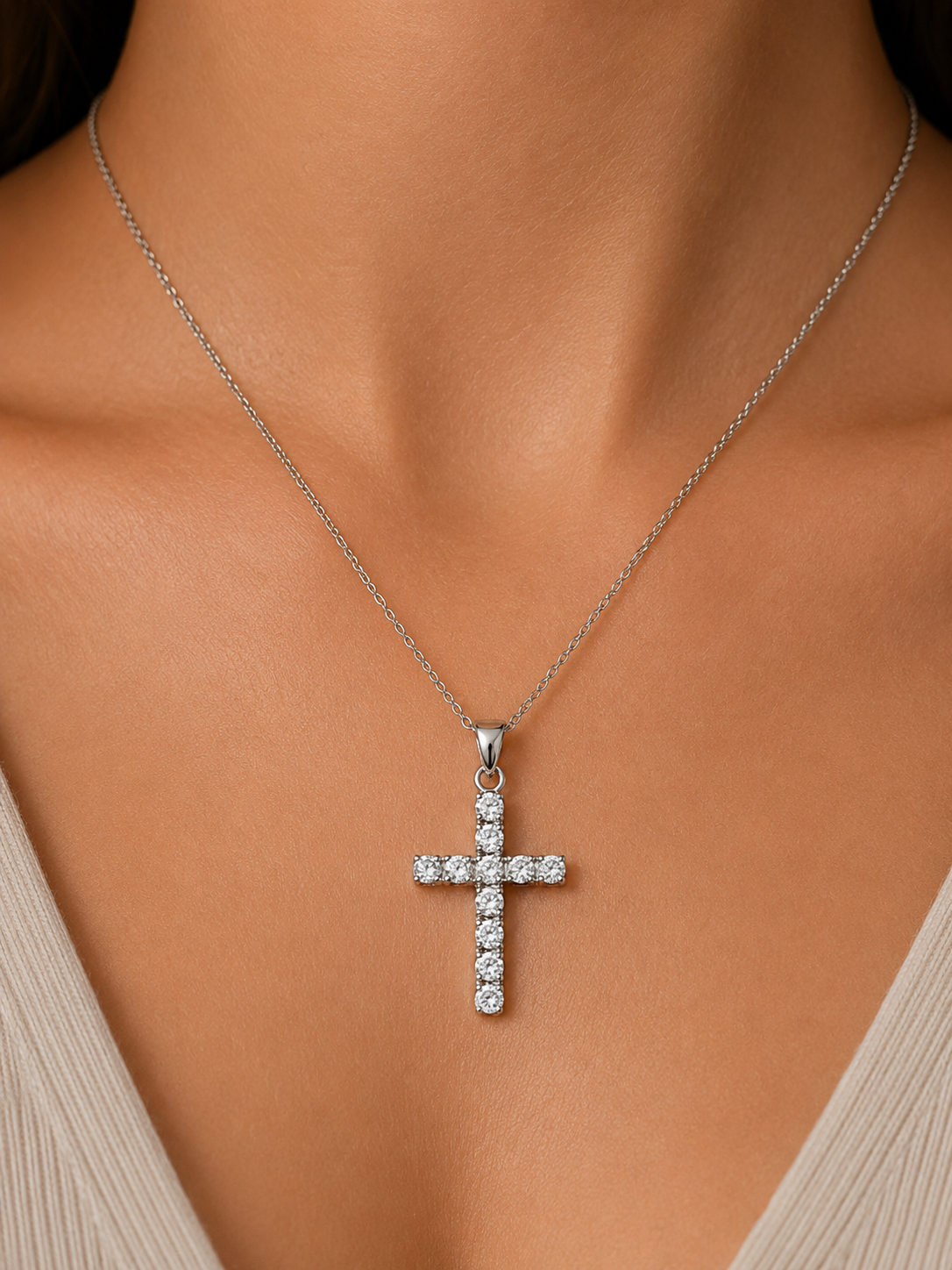 Unisex Halskette mit Kreuz in 18 Karat Gold und Diamanten 0,32 ct TIZ ORCROC/2