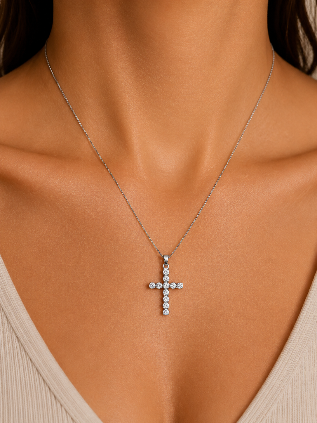 Collana con Croce Unisex in oro 18Kt e diamanti 0.55ct TIZ ORCROC/1
