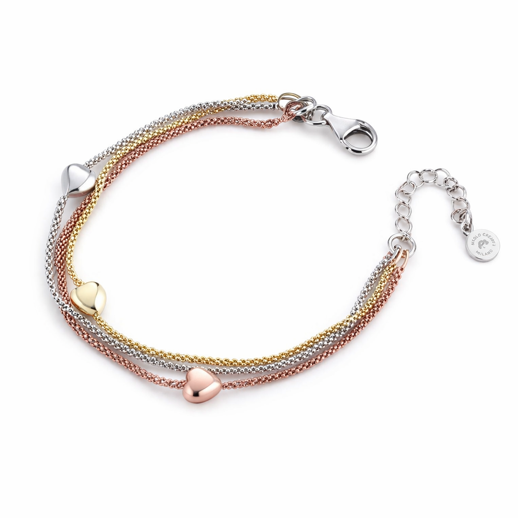 Bracciale da Donna Triplo Cuore in Argento Marcello Pane MP BRLO 047