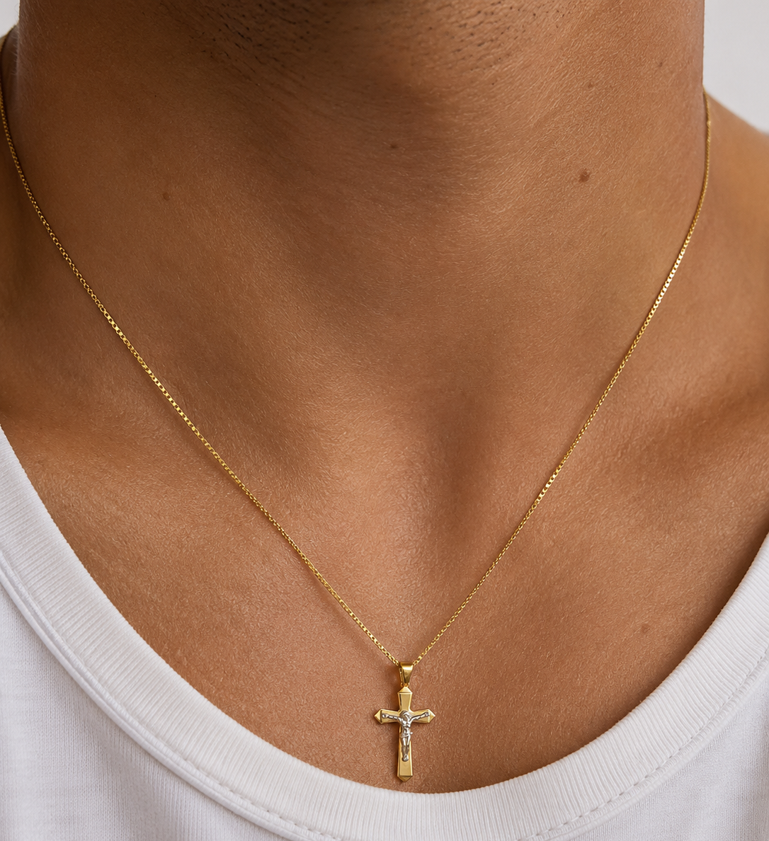 Ciondolo Croce da Uomo bicolore in oro 18Kt TIZIANO TIZ ORCND 639