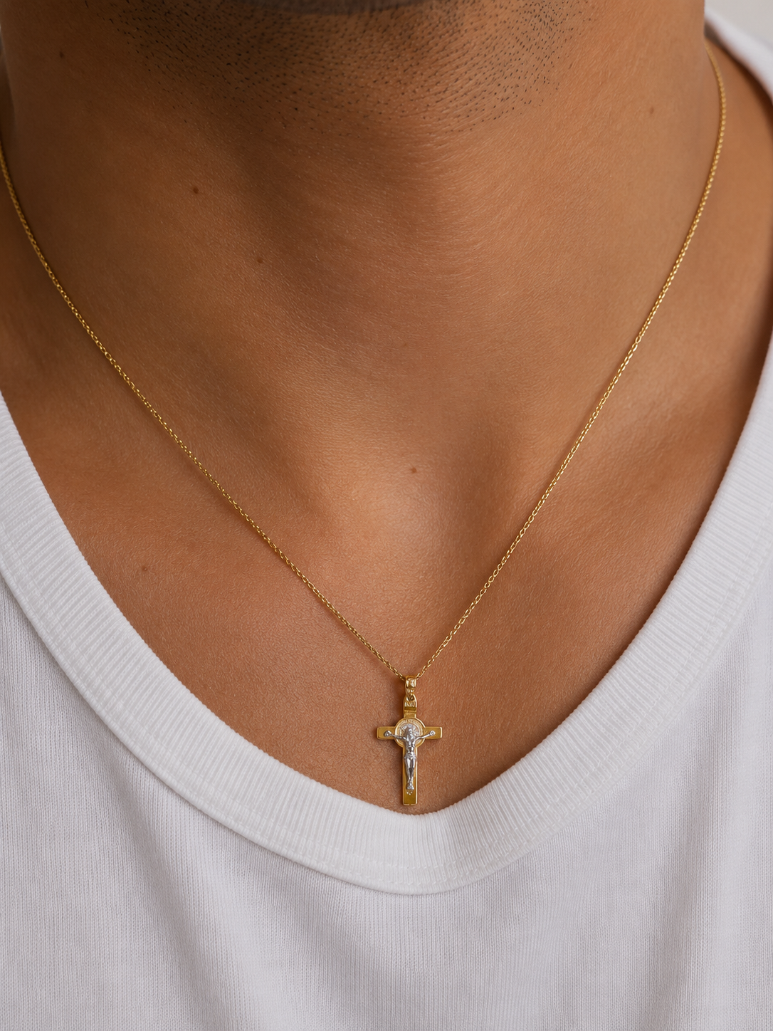 Ciondolo Croce da Uomo bicolore in oro 18Kt TIZIANO TIZ ORCND 30