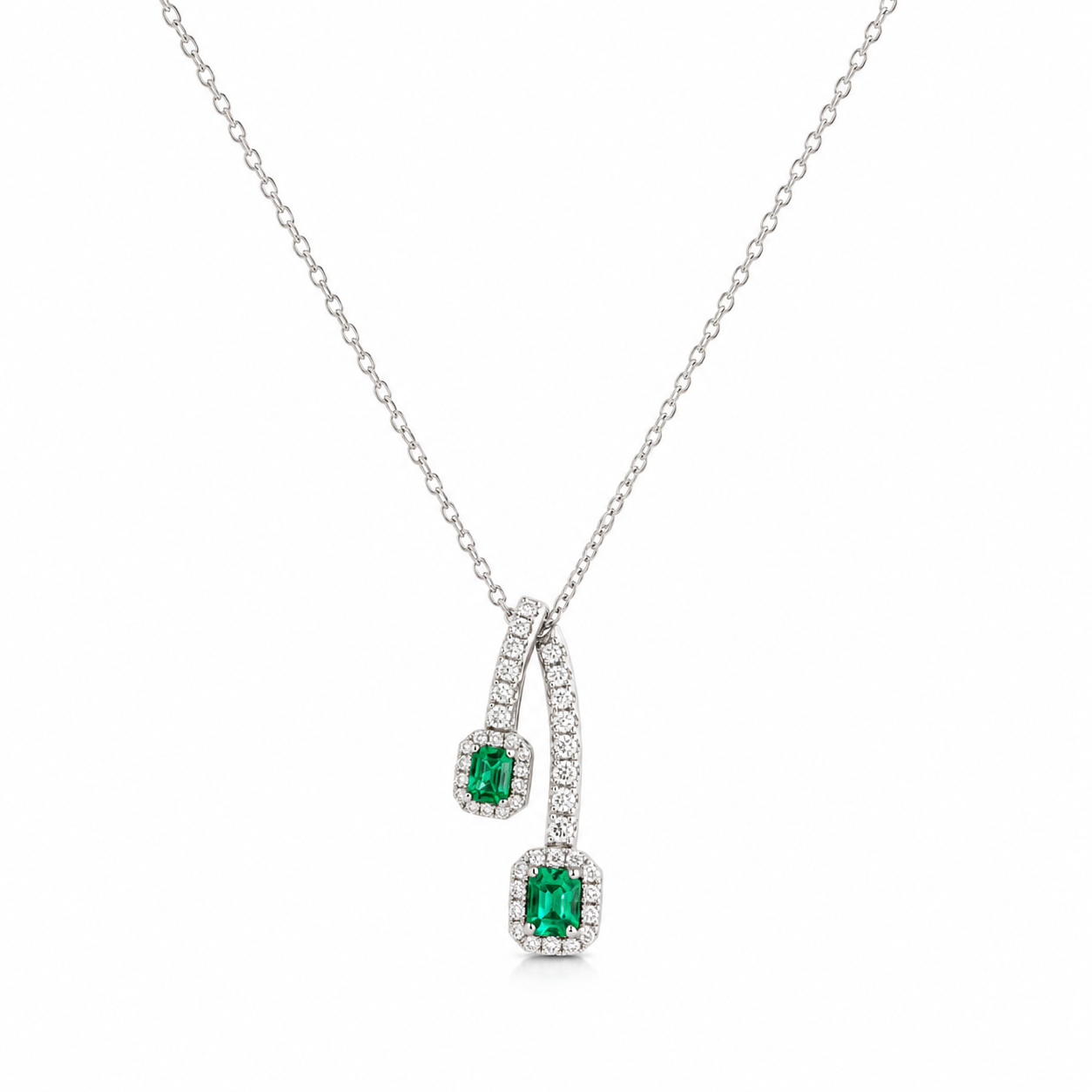 Collana da Donna Cravatta con Smeraldi e diamanti in oro bianco Davite&Delucchi