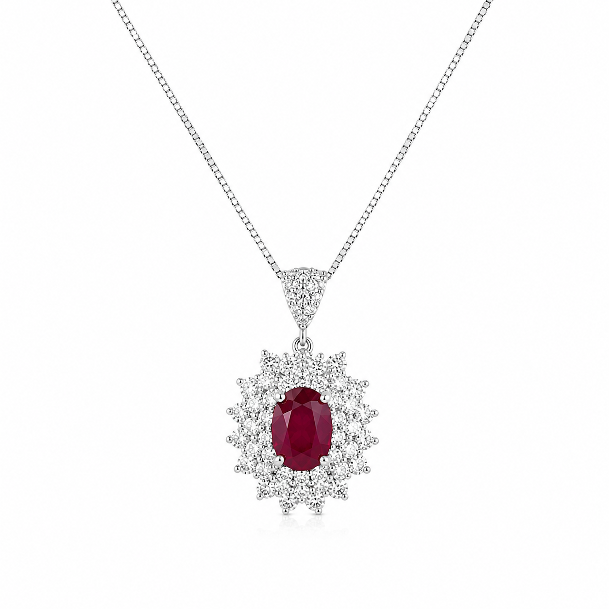Collana da Donna con Rubino e diamanti in oro Bianco PG GIOIELLI