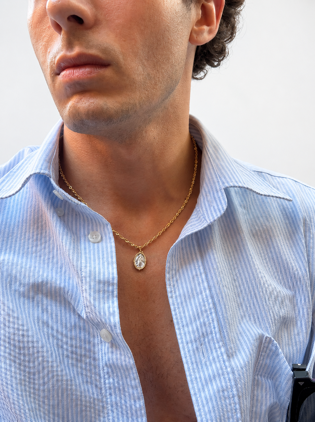 Collana Protezione Unisex in Oro Giallo 18kt e Zirconi