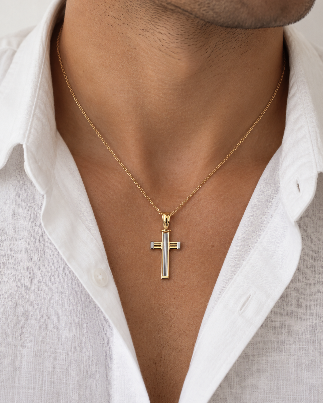 Ciondolo Croce Bicolore Uomo in oro 18Kt TIZIANO TIZ ORCND 117