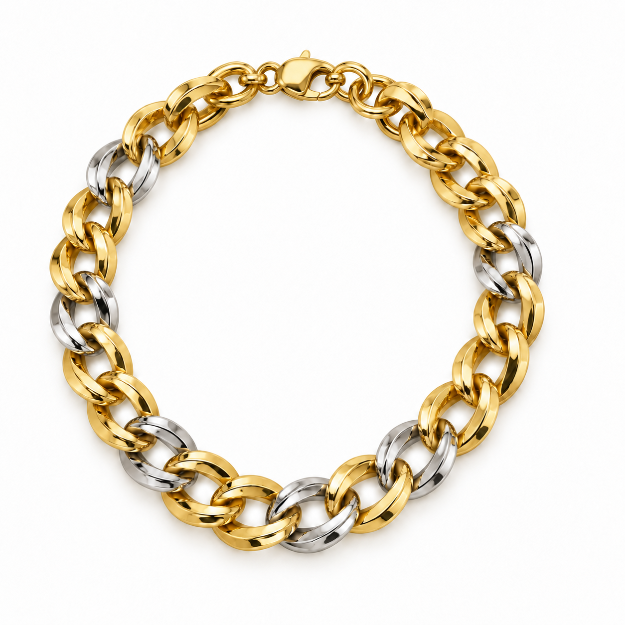 Bracciale Bicolore a Maglie Ovali in Oro 18Kt TIZIANO TIZ ORBR 278