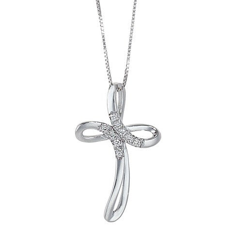 Collana da Donna con Croce in Oro Bianco e Diamanti DONNAORO