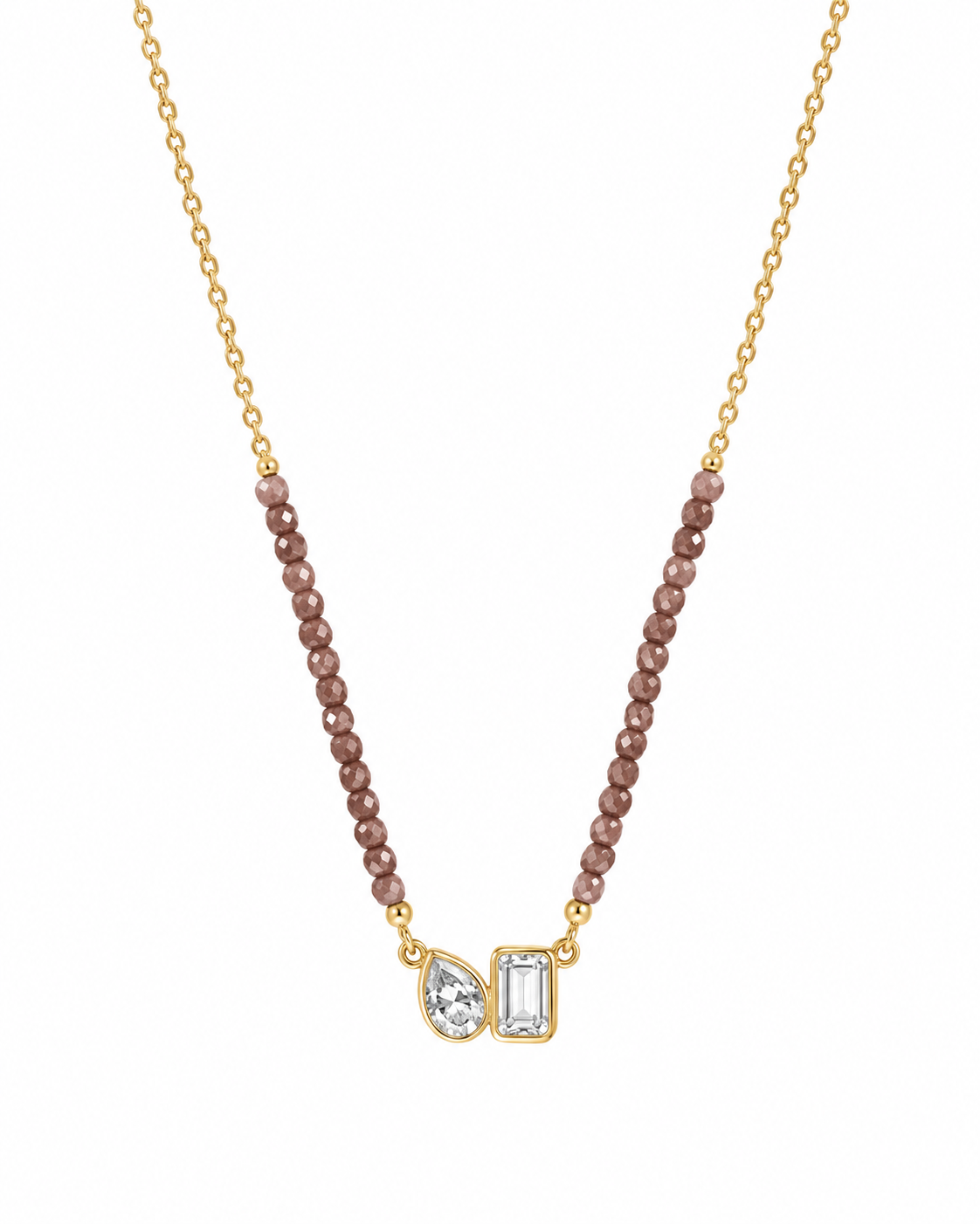 Girocollo da Donna Pietre Moi et Toi Emerald and Pear Marrone in Argento 925 Rue de Mille RDM GR-040 M5 M AU