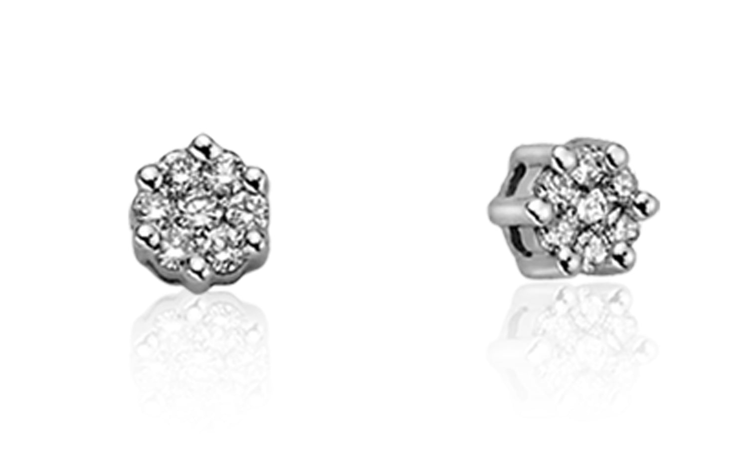 Orecchini Punto Luce IN Oro Bianco e Diamanti ct0.08 Donna Oro