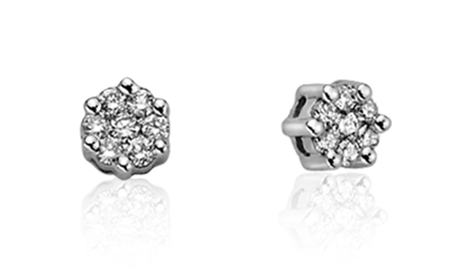 Orecchini Punto Luce IN Oro Bianco e Diamanti ct0.10 Donna Oro