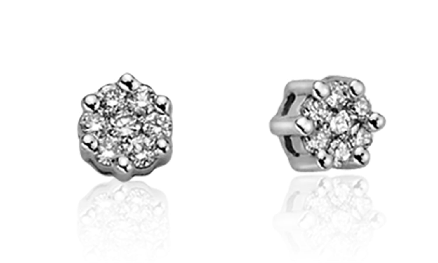 Orecchini Punto Luce in Oro Bianco e Diamanti ct0.12 Donna Oro