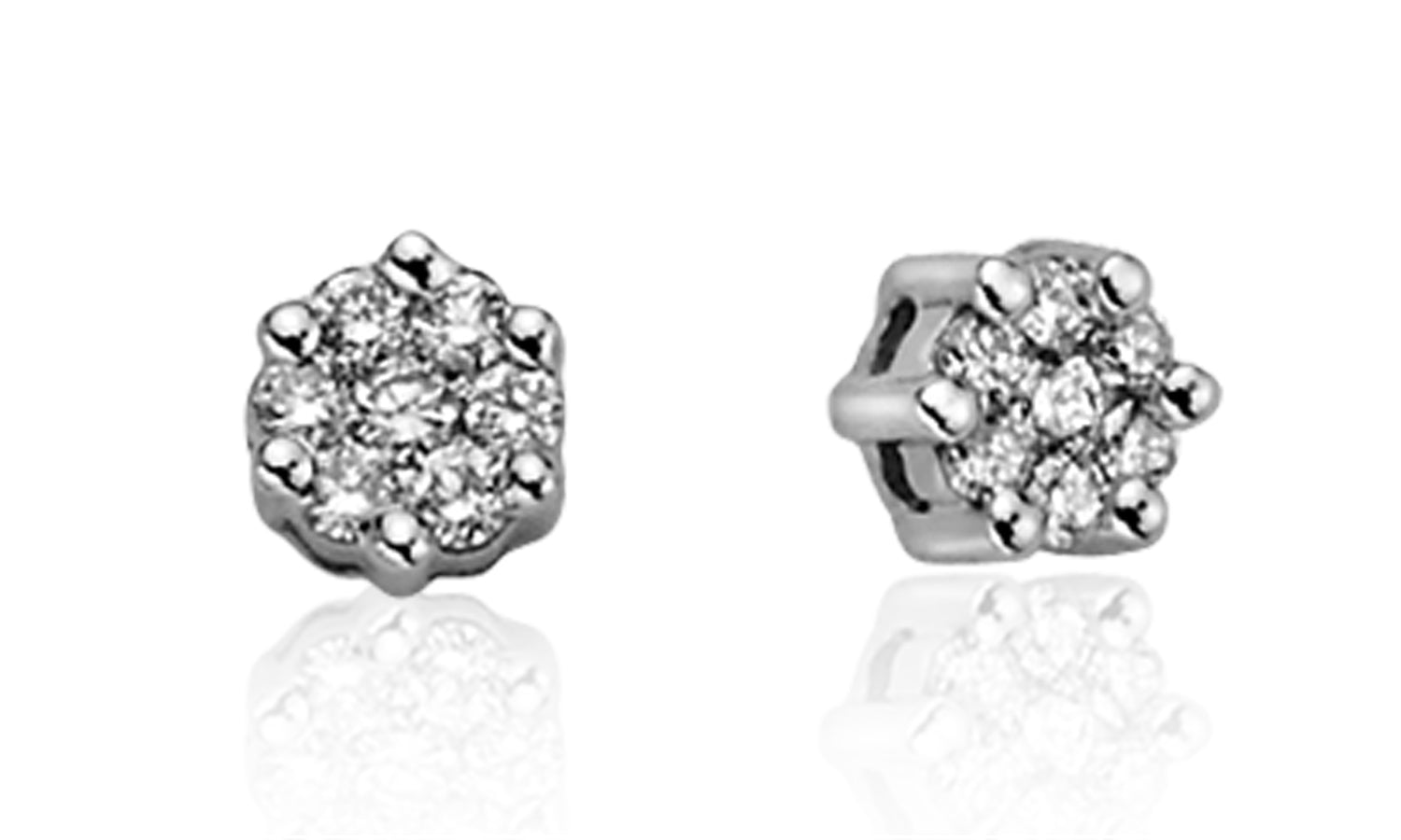 Orecchini Punto Luce in Oro Bianco e Diamanti ct0.15 Donna Oro