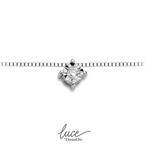 Collana da Donna Punto Luce in Oro Bianco e Diamanti ct0,05 donna oro