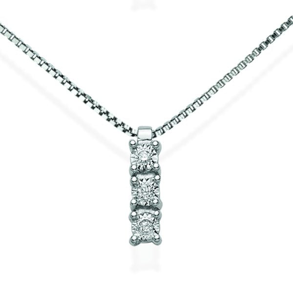 Collana Trilogy da Donna in Oro Bianco e Diamanti Ct 0.04 Donna Oro