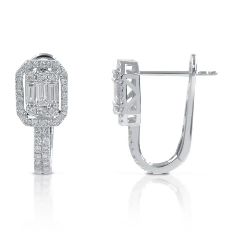 Orecchini Huggie In Oro Bianco 14K Con Diamante Naturale 0.46CT