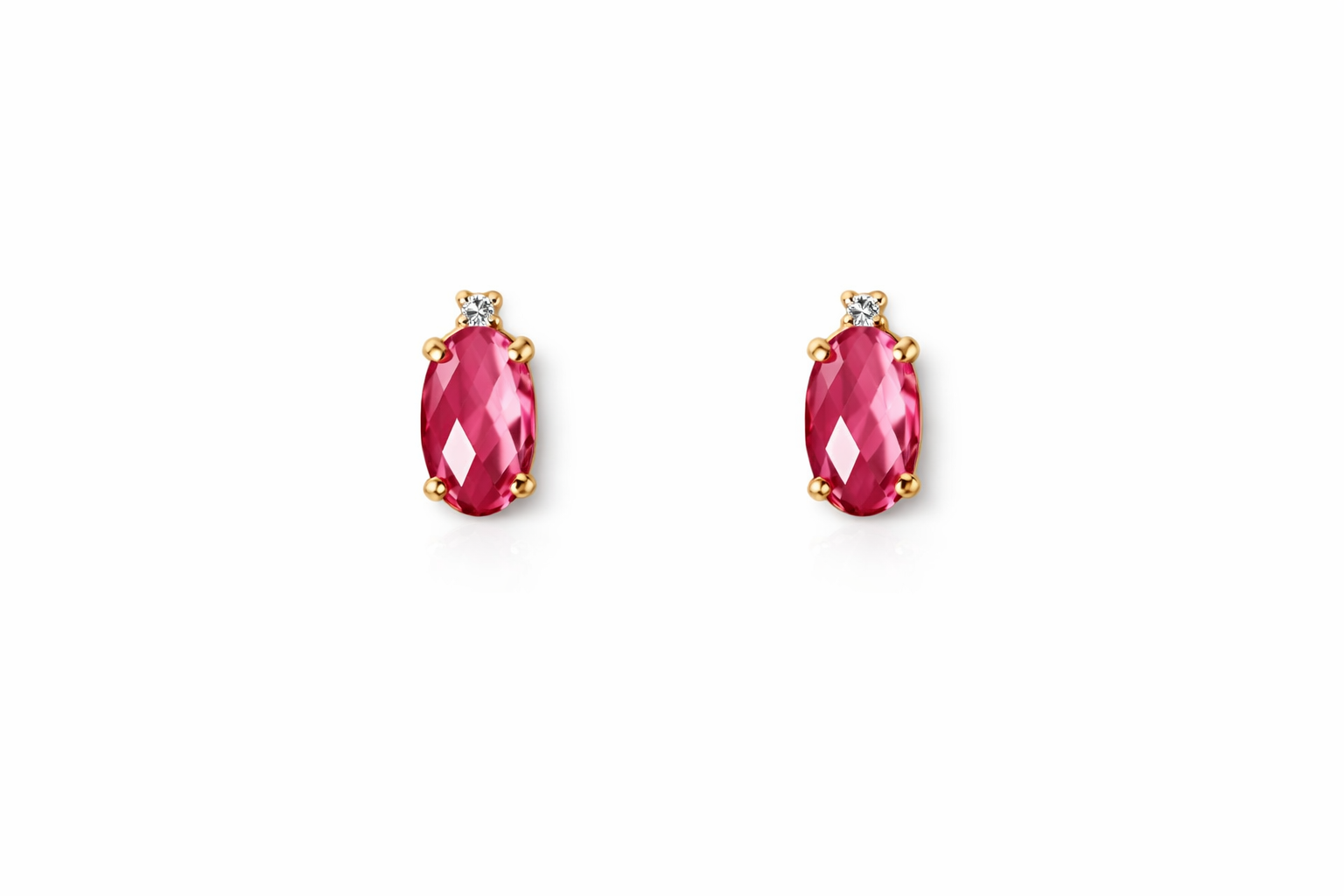 Orecchini da Donna in oro 9Kt con Cristallo Rosa e diamante KIOTO ORIRI9KTOV-OG-V