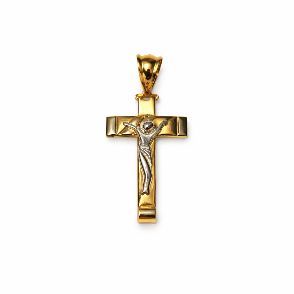 Ciondolo Croce da Uomo bicolore in oro 18Kt TIZIANO TIZ ORCND 601