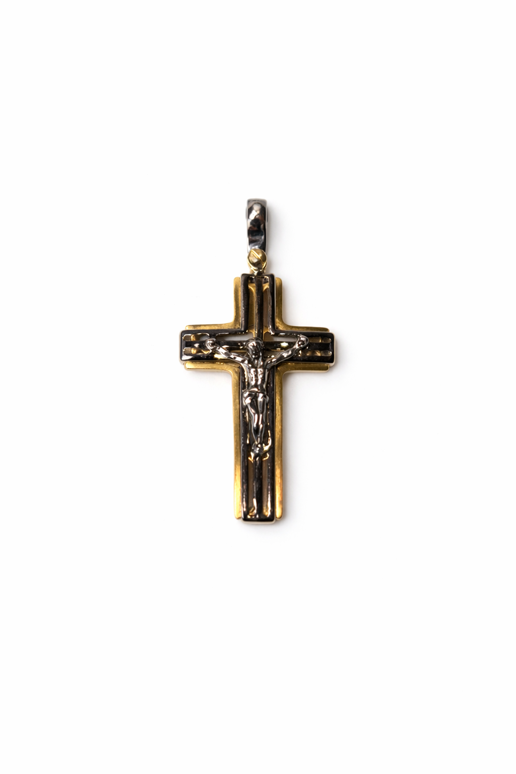 Ciondolo Croce da Uomo bicolore in oro 18Kt TIZIANO TIZ ORCND 103