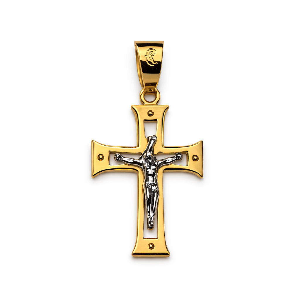 Ciondolo Croce da Uomo bicolore in oro 18Kt TIZIANO TIZ ORCND 231