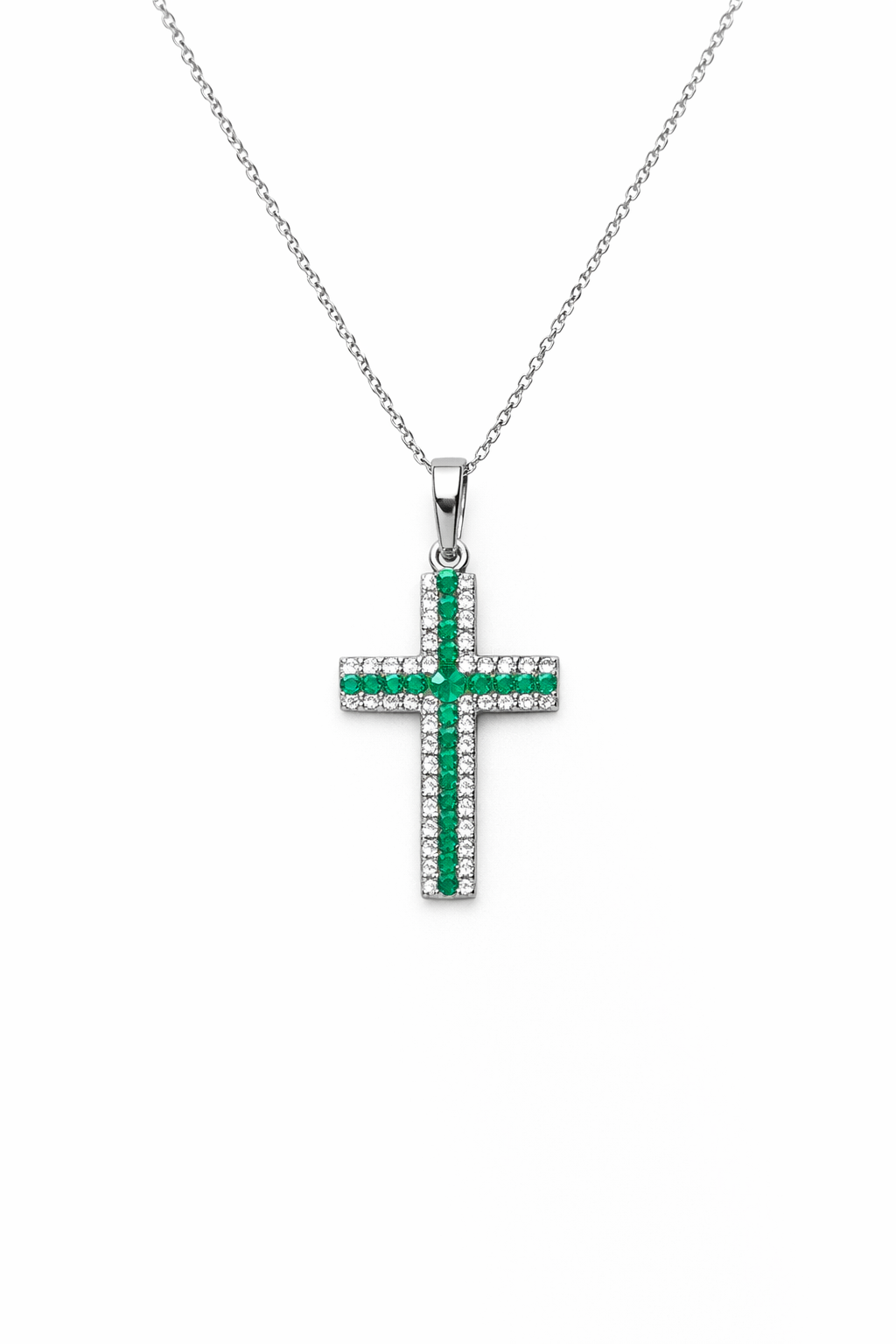Collana Unisex con Croce Oro 18Kt Diamanti e Smeraldo Gianni Carità CRF845/1