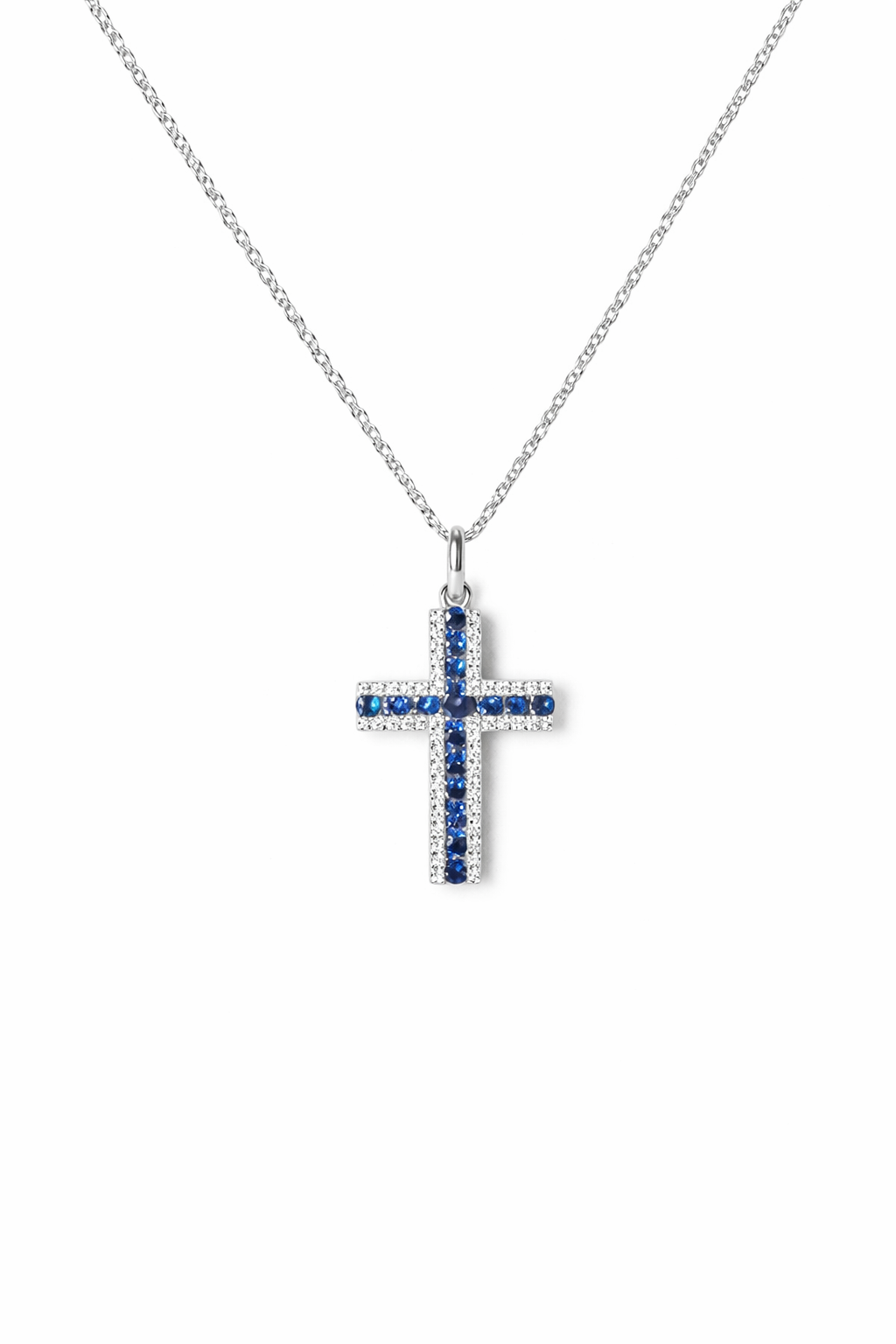 Collana Unisex con Croce in Oro 18Kt Diamanti e Zaffiro Gianni Carità CRF845/3