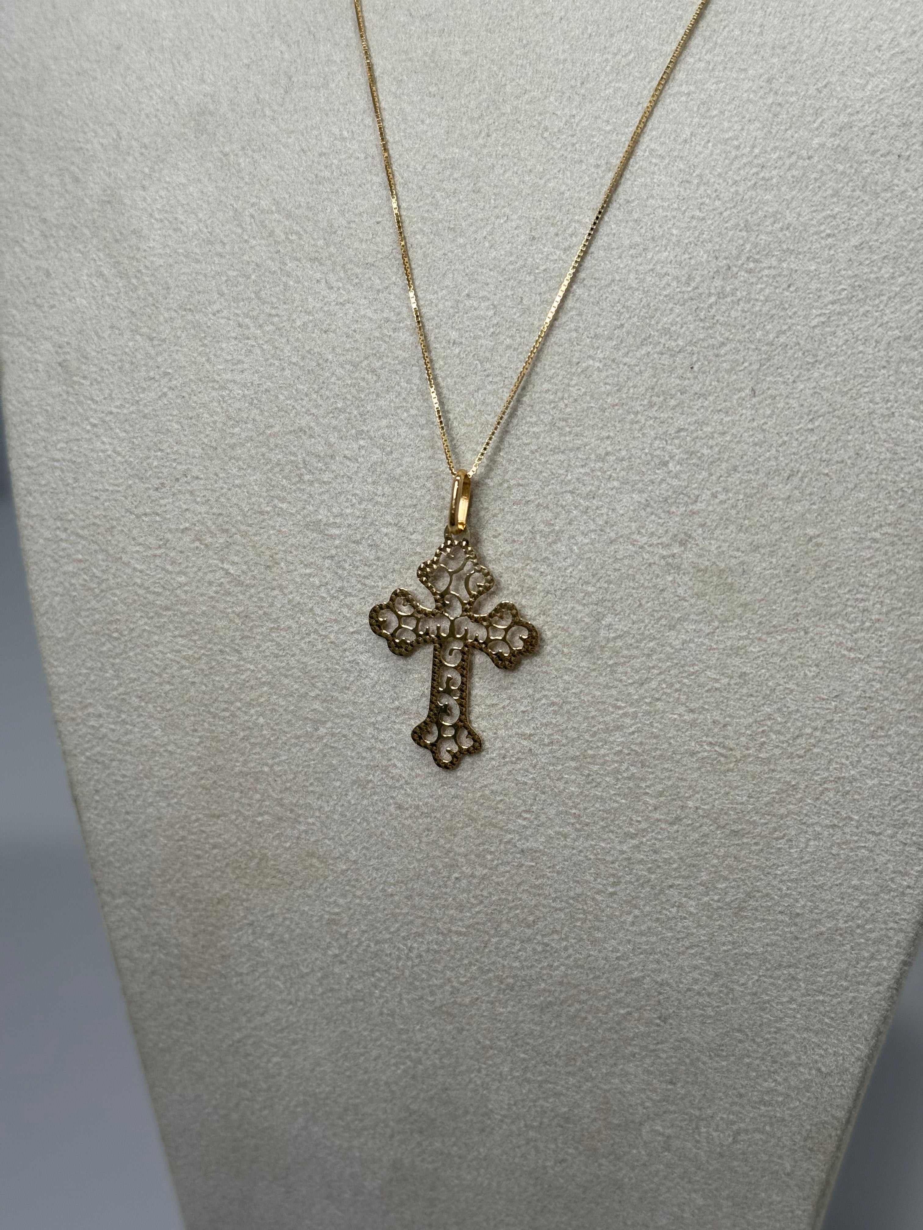 Collana con Croce Traforata Unisex in Oro Giallo 18kt