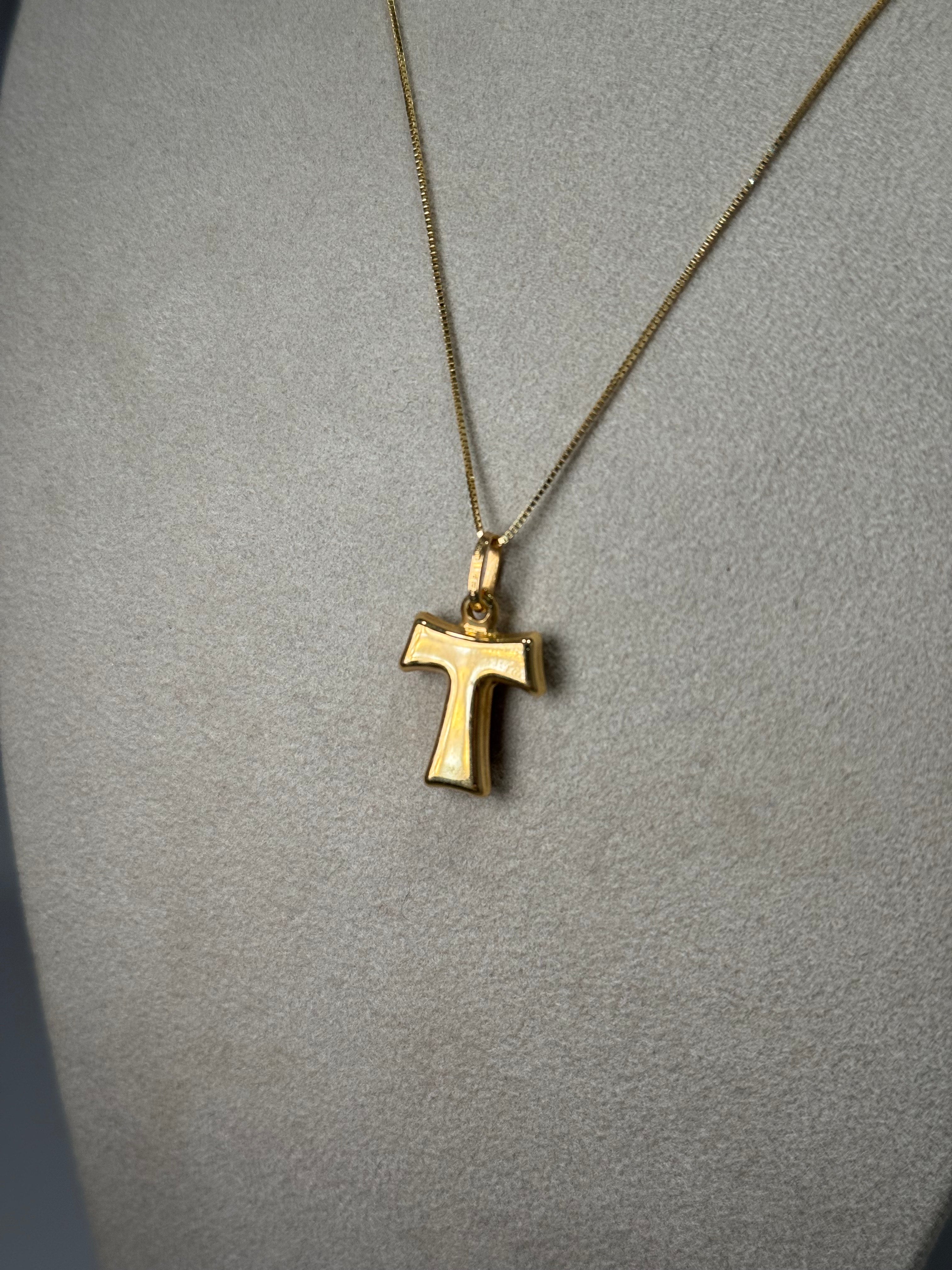 Collana con Croce Bifacciale Moderna in Oro Giallo 18Kt