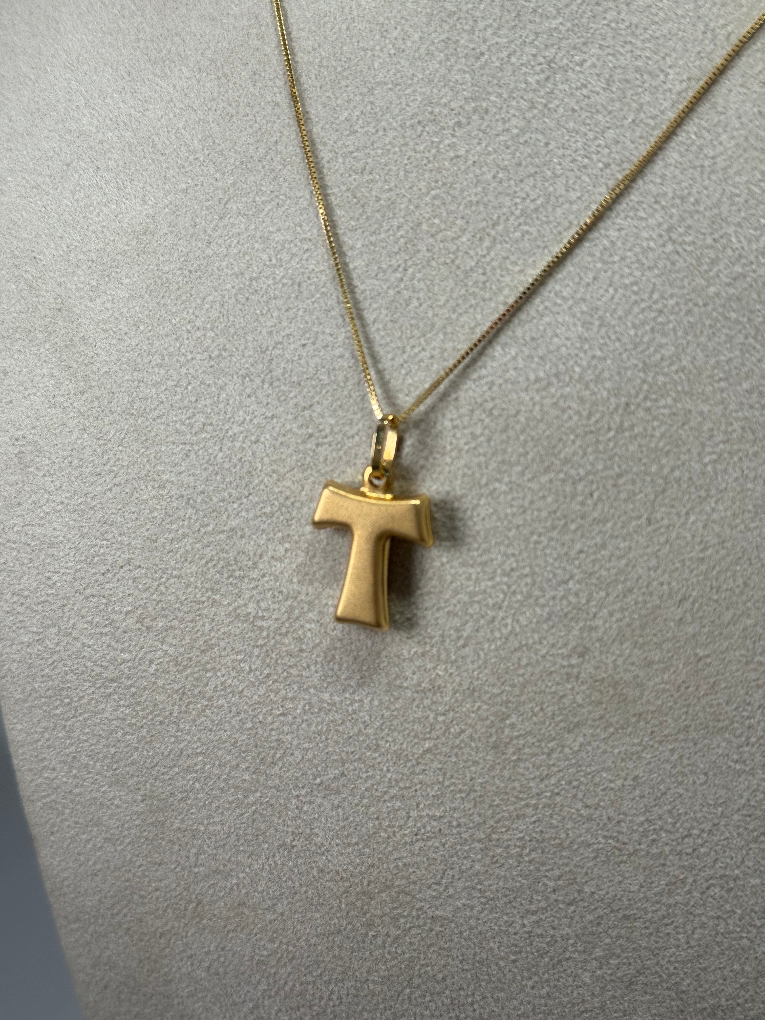 Collana con Croce Bifacciale Moderna in Oro Giallo 18Kt