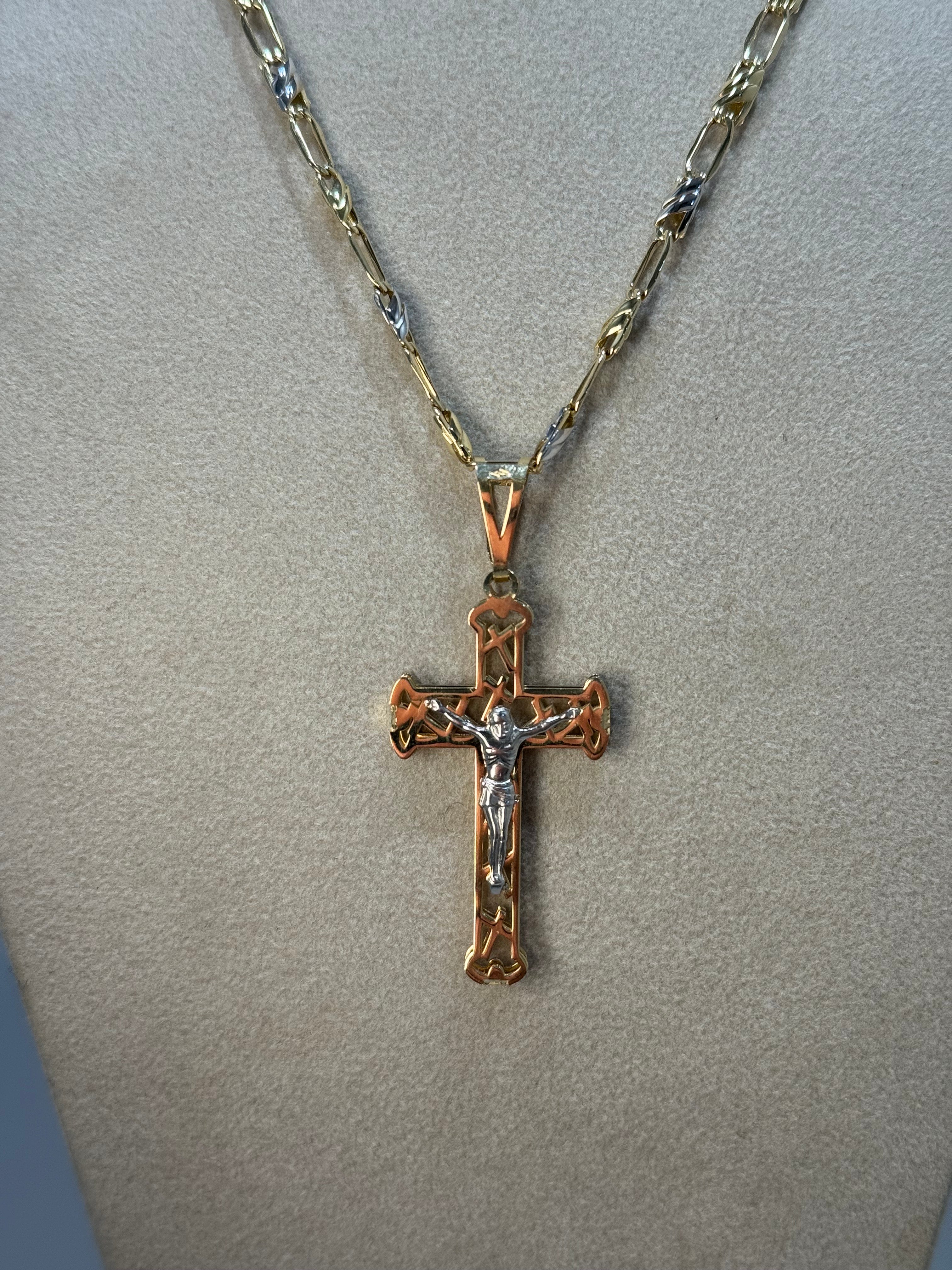 Collana con Croce Bicolore in Oro 18Kt