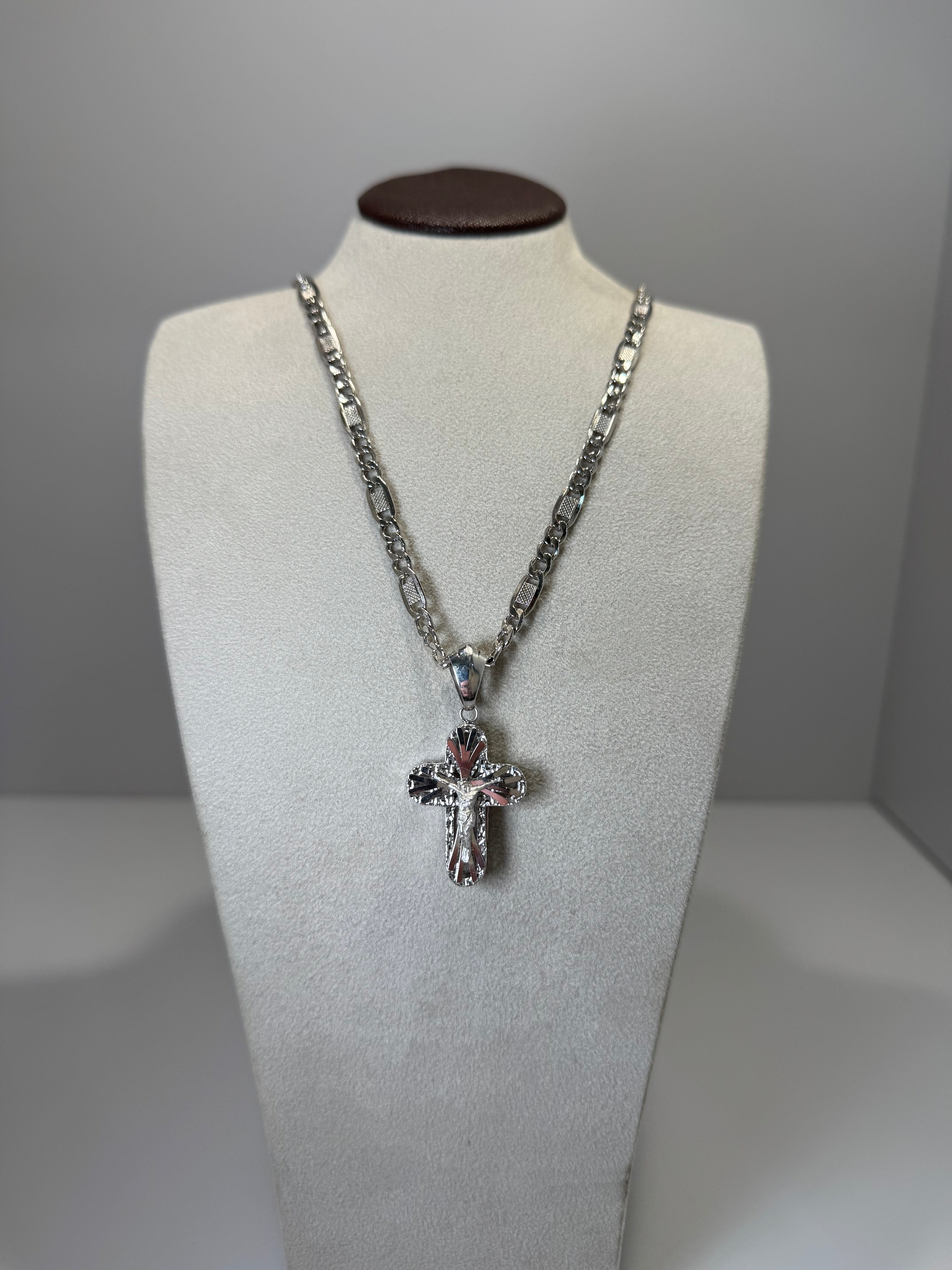 Collana con Croce in Oro Bianco 18KT